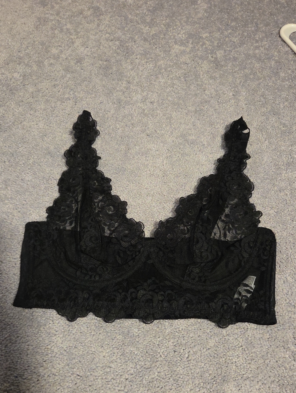 Sheer Lace Bralette in Black. New Without Tags